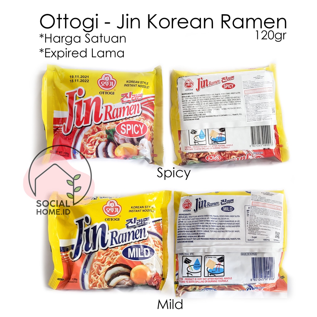 

Ottogi - Jin Korean Instant Ramen Noodles, Spicy or Mild, 120gr