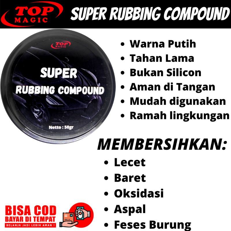 TOP SUPER RUBBING Compound Alat Poles Mobil Penghilang Baret Mobil Motor Helm Permanen COD Compound Mobil