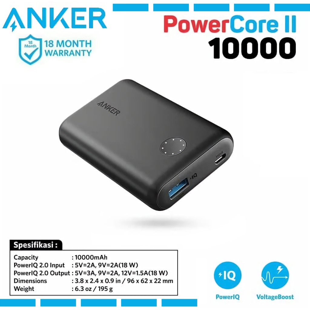 ANKER Quick Charge 3.0 Powerbank 10000 PowerCore II 10000 mAh