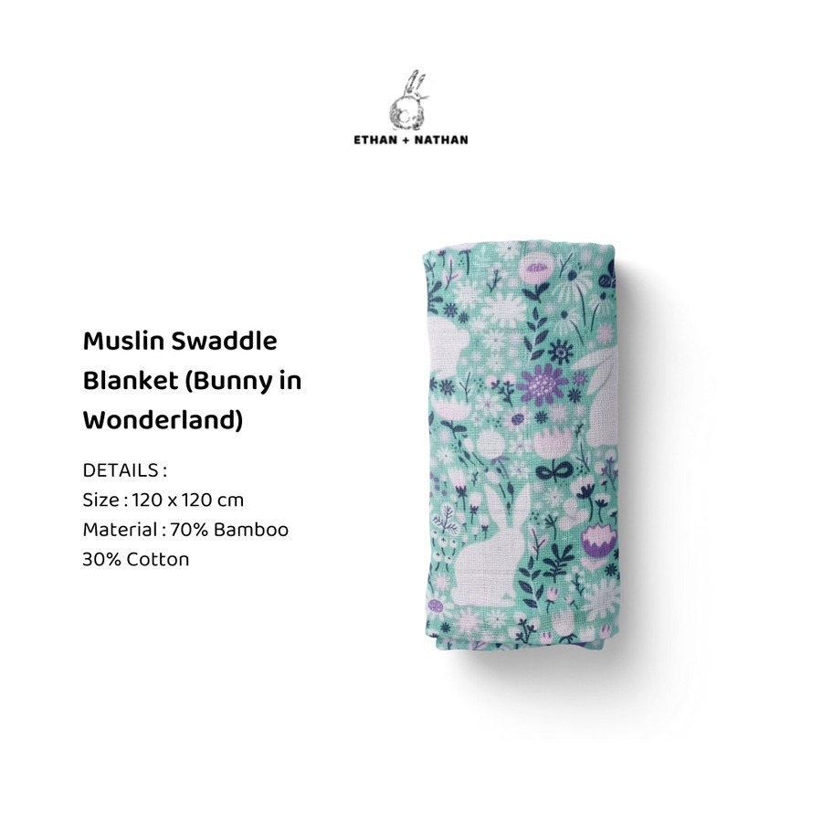 Ethan + Nathan - Baby Swaddle Blanket Pattern Bunny in Wonder