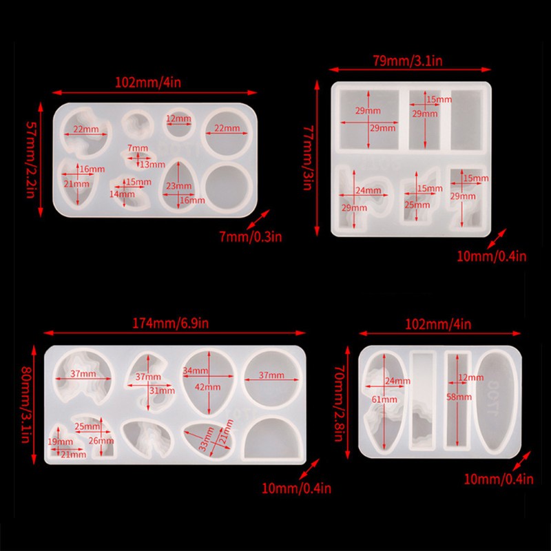 1 Set Cetakan Resin Epoksi Handmade Bahan Silikon Untuk Membuat Perhiasan Diy