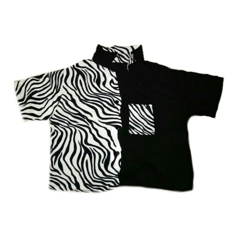 Preloved Kemeja Crop Two Tone