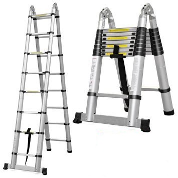 Tangga Lipat Teleskopik 3.4M 4.4M 5M DOUBLE Type A RM / Tangga Lipat Aluminium Telescopic Teleskopic Ladder 3,4 4,4 5 Meter