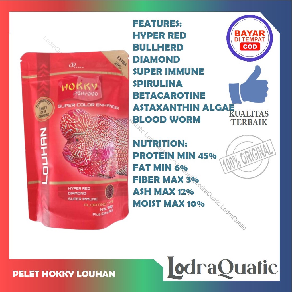 {HOKKY LOUHAN 100 GRAM} PROMO MURAH MAKANAN PELET IKAN HIAS HOKKY LOUHAN 100 GRAM FISH FOOD PELET IKAN LOHAN PAKAN IKAN HIAS PAKAN IKAN LOUHAN PELLET LOUHAN