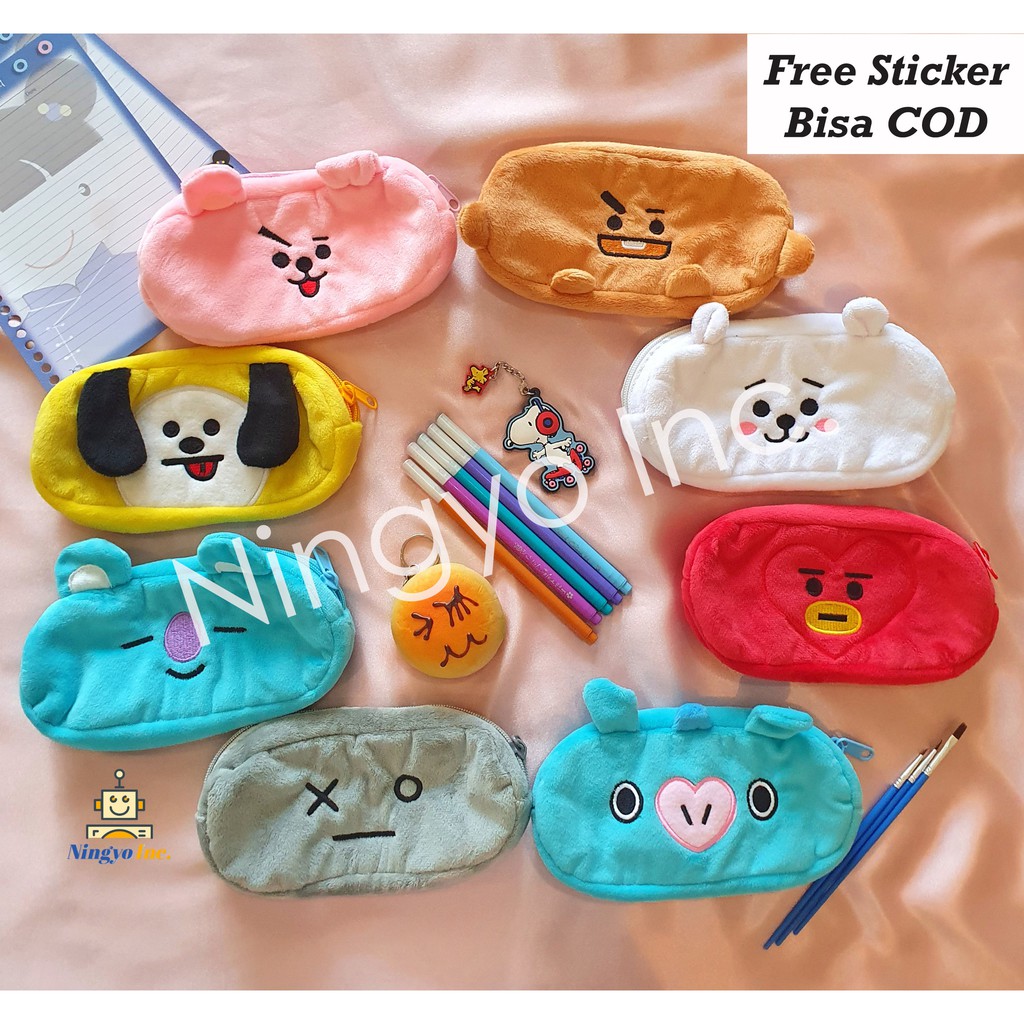 

TEMPAT PENSIL DOMPET SERBAGUNA BT21 LUCU IMUT POUCH KOSMETIK CHIMMY COOKY