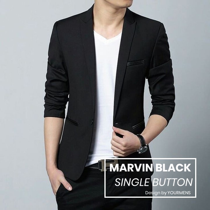 BLAZER SLIMFIT HITAM PRIA MARVIN BLACK NIKAYU ORIGINAL HIGH TWIST