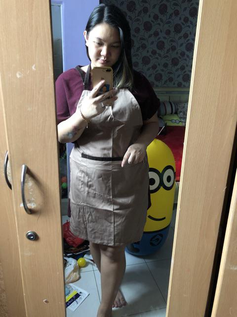 Apron Full 3saku Warna Mocca Bahan Tebal American Drill Yg Bagusnya Bukan Water Proof Non Plastik