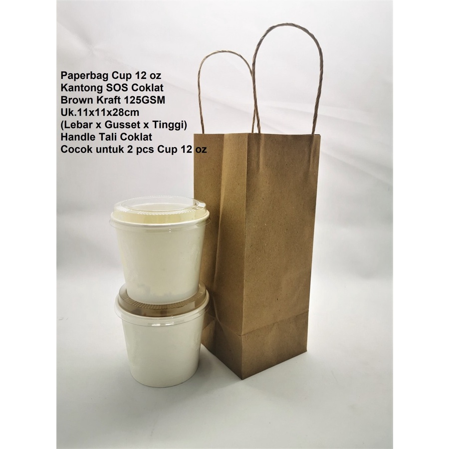 

10 Pcs Paperbag Cup 11x11x28cm Coklat tali souvenir toples