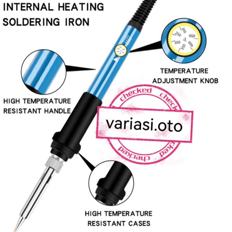 Solder Dengan Tombol Pangatur SUHU 200-450C 220V 60W Paket SET