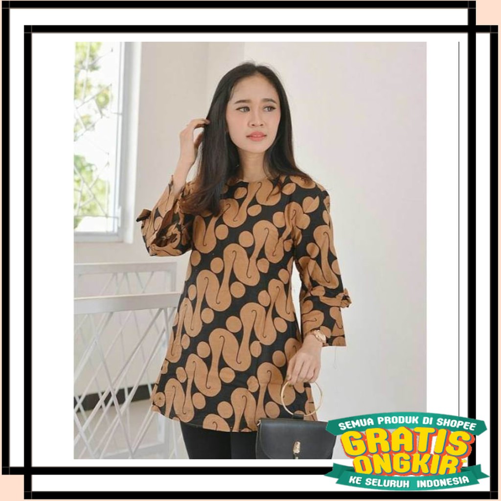 TERBARU TERMURAH TERKINI TERLARIS SEMARANG BAJU MURAH / Baju batik Atasan motif seno coklatan