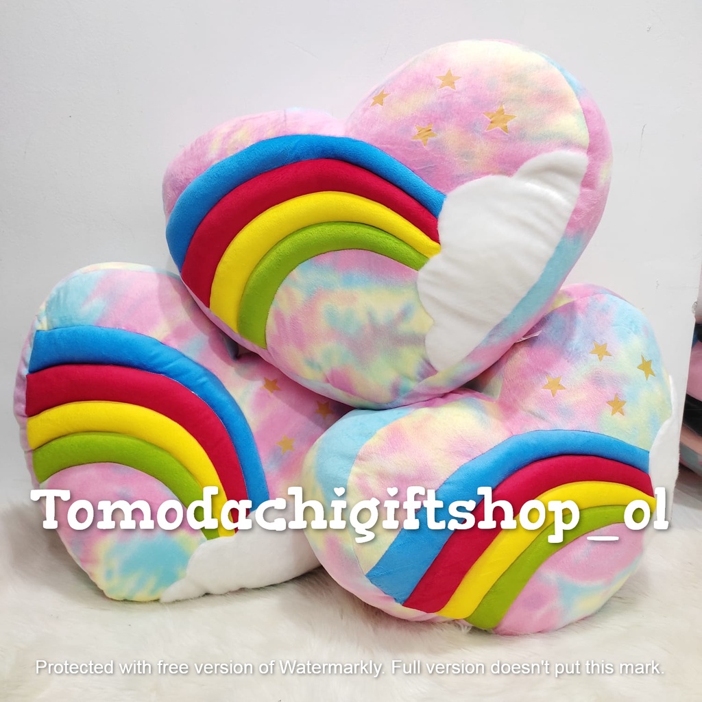 TM/Bantal Love Heart Cinta Pelangi Rainbow Warna Warni Soft