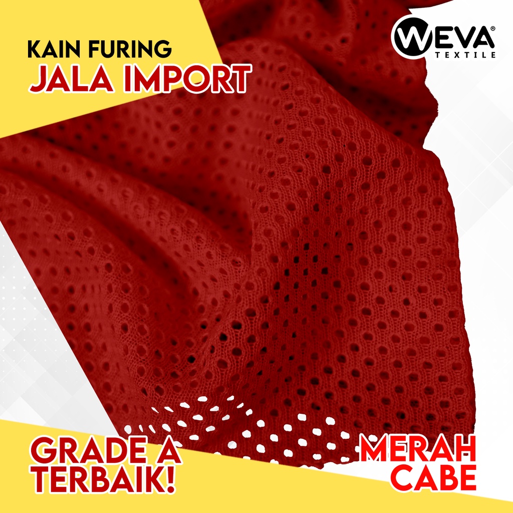 Bahan Kain Jala Kain Mesh Jaring Dalaman Jaket Merah Cabe