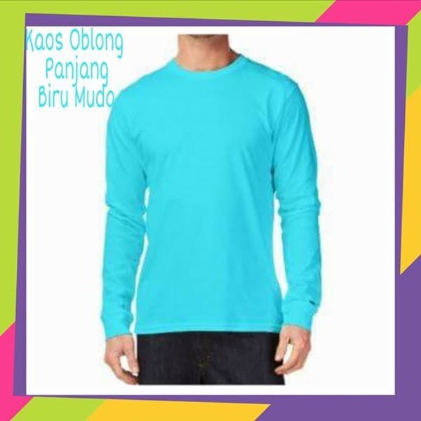 Unik Kaos oblong lengan panjang Biru Muda polos - kaos polos lengan panjang - BIRU LANGIT Diskon