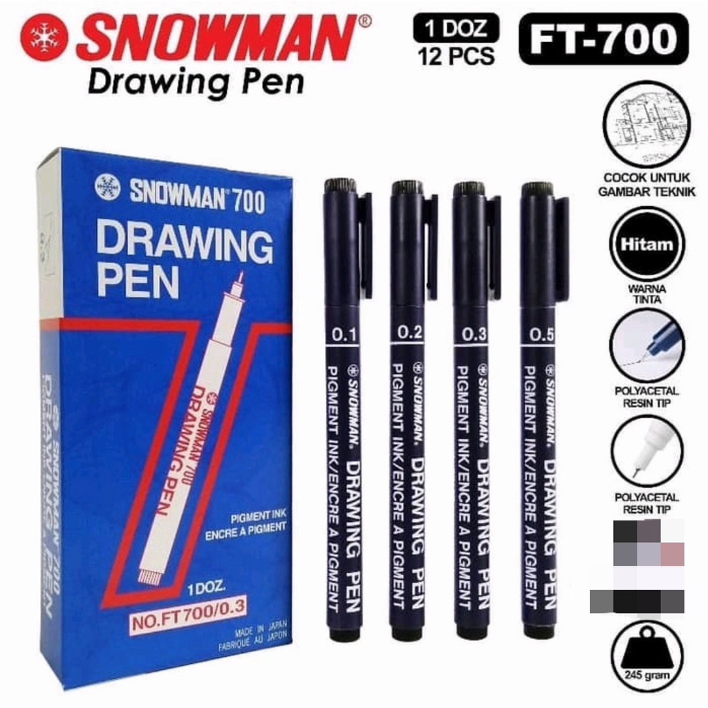 Bolpoin Drawing Pen Snowman Hitam (1 Pcs) Atk