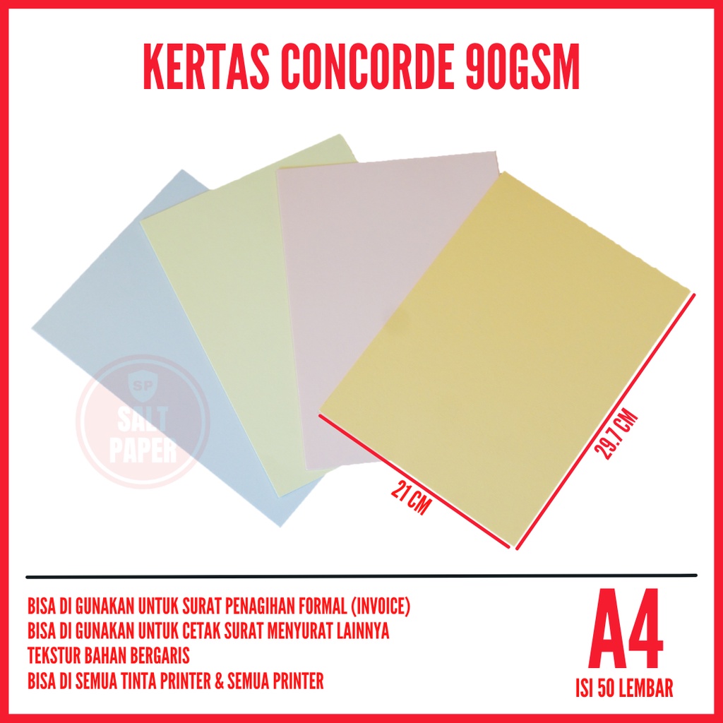 

Rad Kertas Concorde A4 90gr 50 Lembar / Kertas Concorde 90 Gr A4 / Kertas 90 Gr Concorde A4