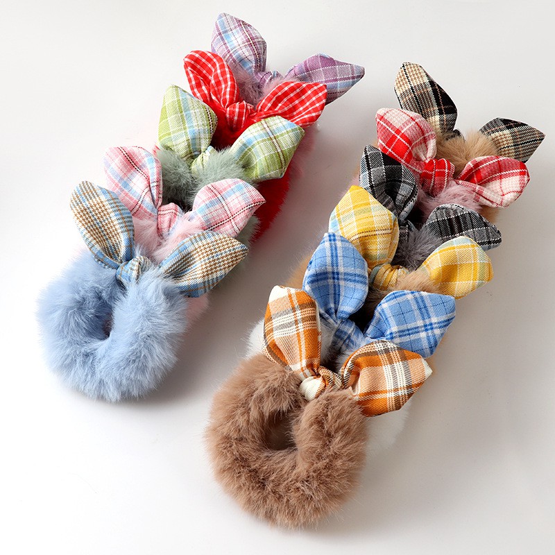 OVERFLOWS.ID Ikat Rambut Bulu Korean Style Ikat Rambut Cepol Ponytail Scrunchies Pita Import-Fanta