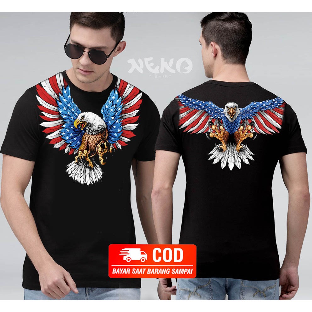 kaos oblong elang USA / kaos pria murah 3d