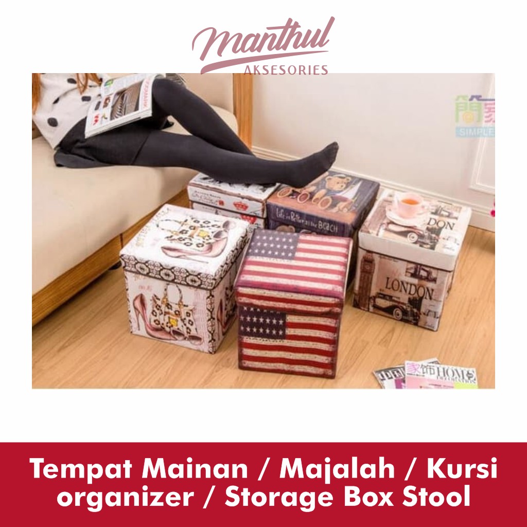 Tempat Mainan / Majalah / Kursi organizer / Storage Box Stool