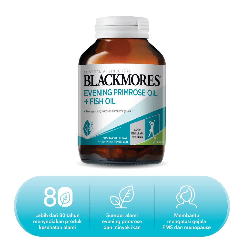 Blackmores Evening Primrose Oil + Fish Oil - 100 Kapsul (Sertakan Packing Tambahan - Baca Deskripsi)