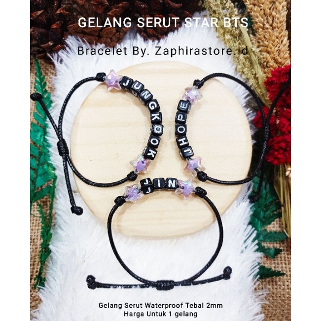 GELANG STAR BTS ^ GELANG TALI CUSTOM BTS Model SERUT Tali Korea 2mm