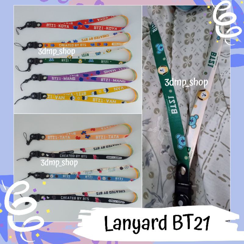 Lanyard Gantungan Tali Hp Id card bts bt21 tata cooky chimmy mang koya van