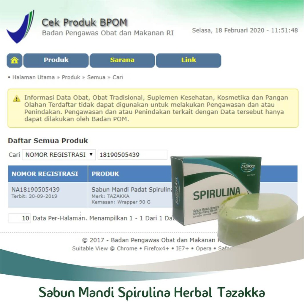 Sabun Mandi Spirulina Tazakka | Sabun Alami spirulina untuk meremajakan kulit dan anti penuaan dini