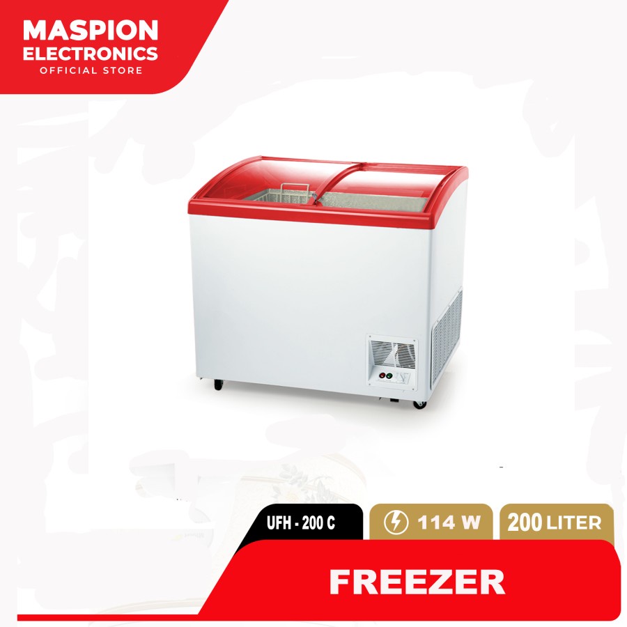 Freezer Box Maspion UFH-200C / UFH200C-GY Sliding Glass Freezer 200 Liter 114 Watt