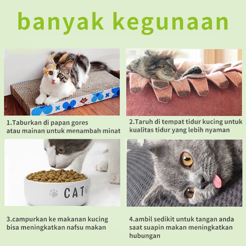 Catnip SASET Ganja Mainan Kucing Obat Catmint Penenang Serbuk Rumput Kering Cat nip Mint Stres Murah