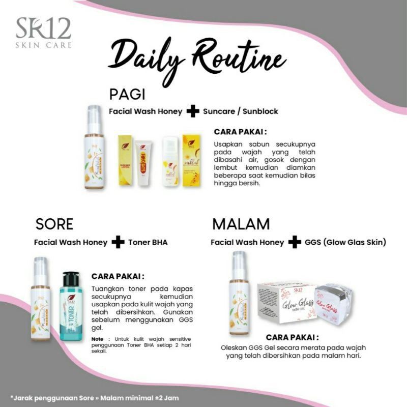 GLOW GLASS SKIN SERIES SR12 / SKINCARE PAKET GLOWING DALAM 7 HARI / KRIM PEMUTIH WAJAH / KRIM PENCERAH WAJAH / saudagarsr12