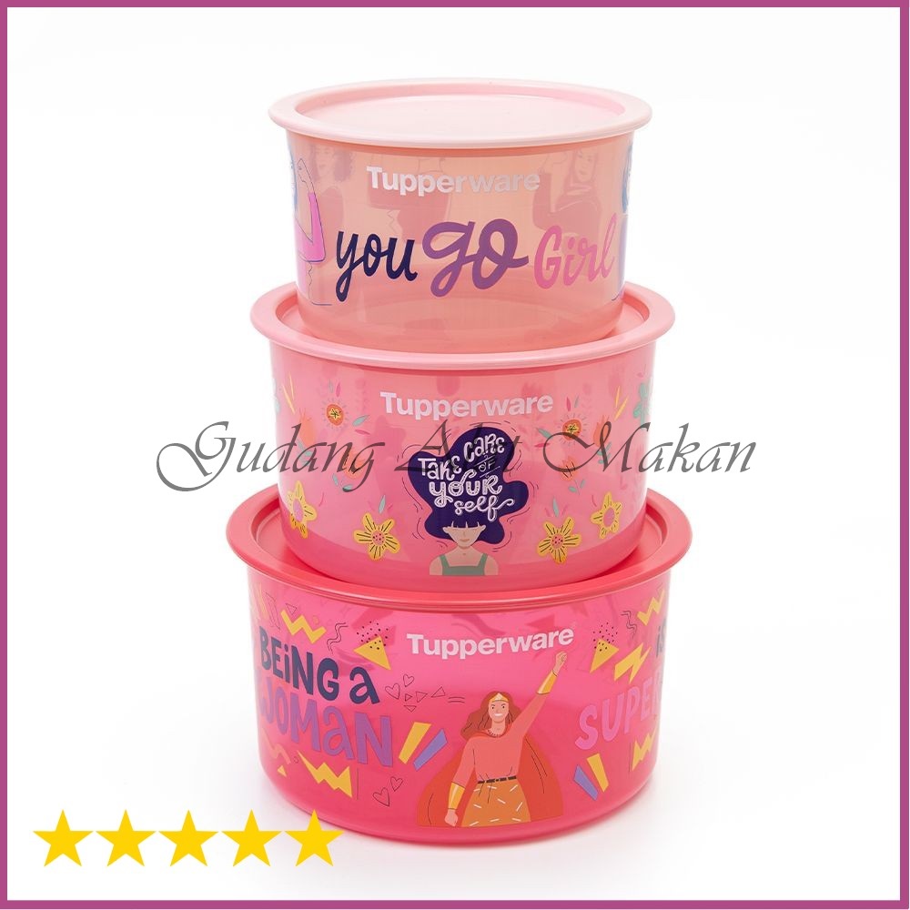 TUPPERWARE Daisy Canister Toples bermotif 3pcs // Power Canister 3pcs
