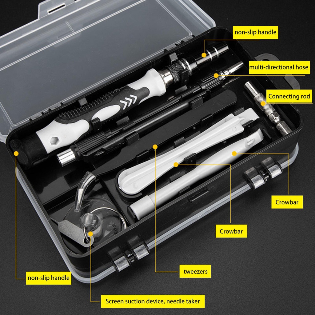 Taffware 115 in 1 Set lengkap alat reparasi HP dan Jam obeng lengkap alat buka casing HP Screwdriver Set Reparasi Smartphone Insulated 115 in 1 Screwdriver Set Screw Driver Bit Set Hexagon Magnetic Screwdriver Bits Kit Electronics PC Repair Hand Tool