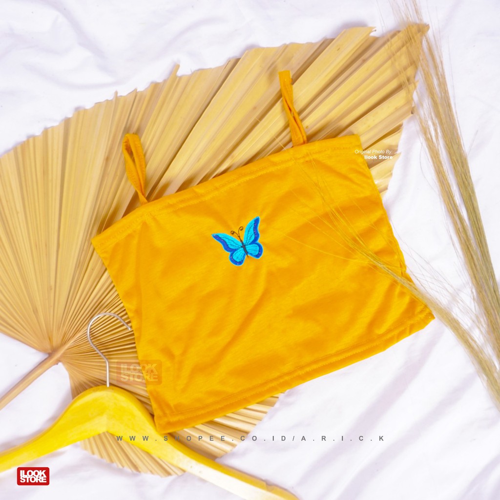 Tanktop ovula butterfly - tanktop wanita - tanktop crop - pakaian dalam - bordir-TT Butterfly-Mustard