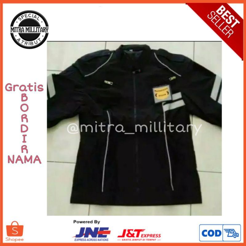 JAKET SECURITY FULL HITAM/JAKET SATPAM MURAH/JAKET TASLAN BONUS BORDIR NAMA