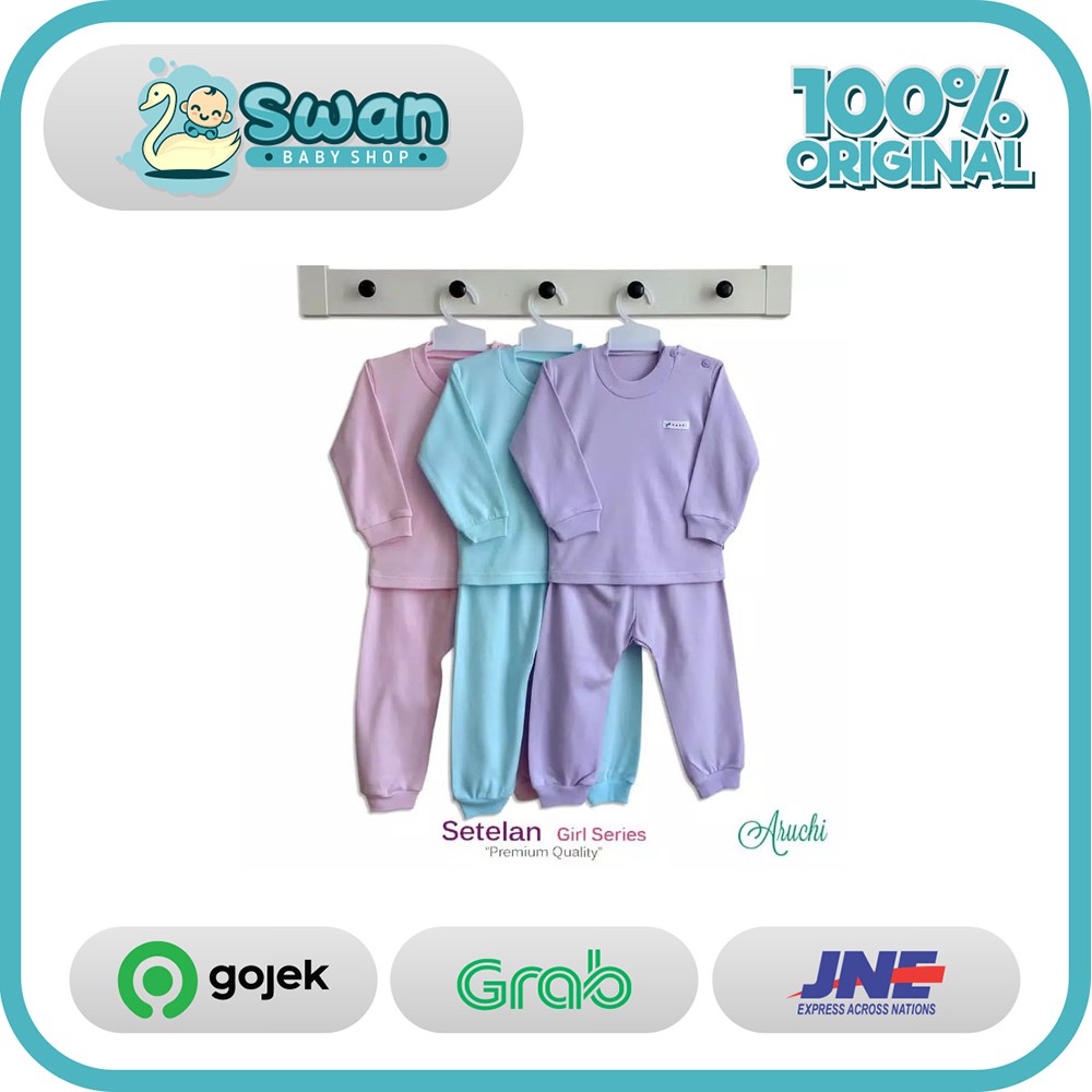 Aruchi Setelan Polos PENDEK PANJANG " GIRL / CEWE " S M L XL XXL ( 3-24 Bulan )