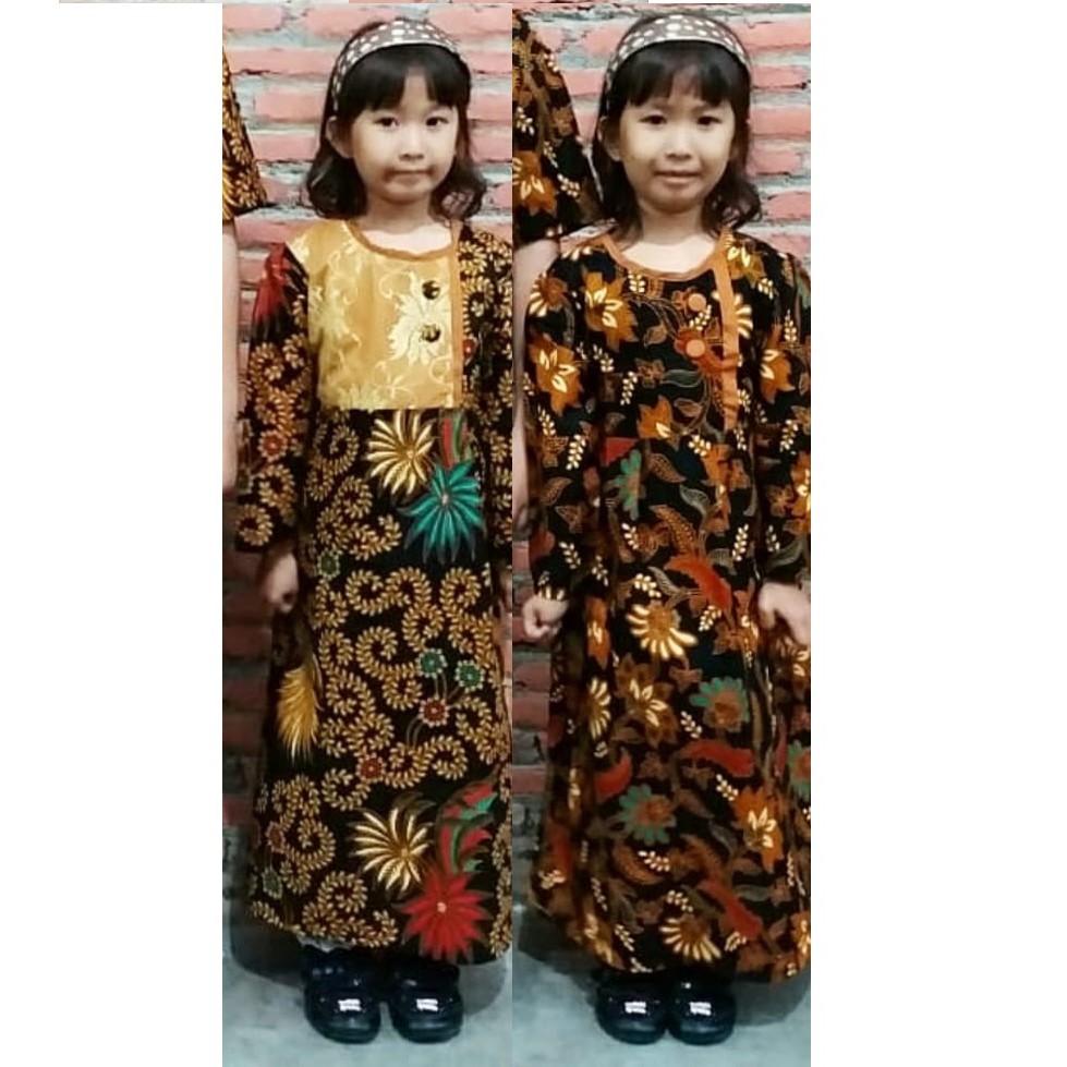 Baju Muslim Gamis Dress Dres Terusan Anak Perempuan Batik 2574 2 - 12 Tahun