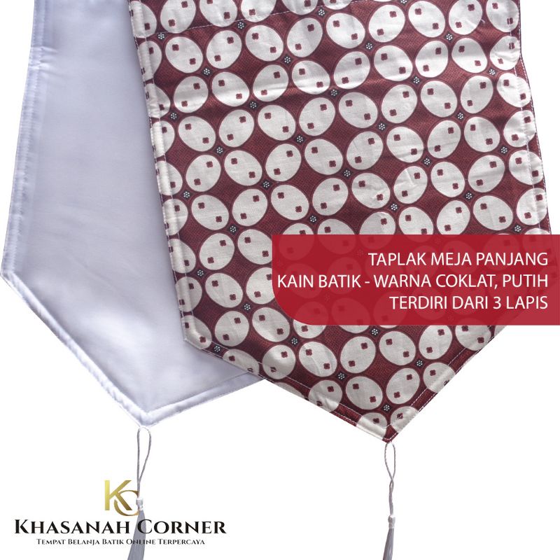 Taplak Meja Panjang 206x26 cm Runner Table Cloth Cover Persegi Kain Batik Lurik Tenun Katun Warna Co