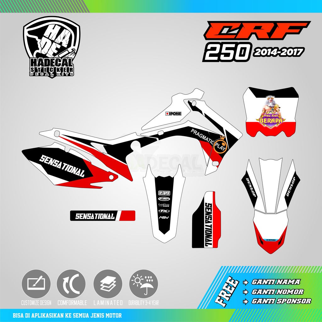 DECAL STICKER HONDA CRF 250 CUSTOM 2014-2017