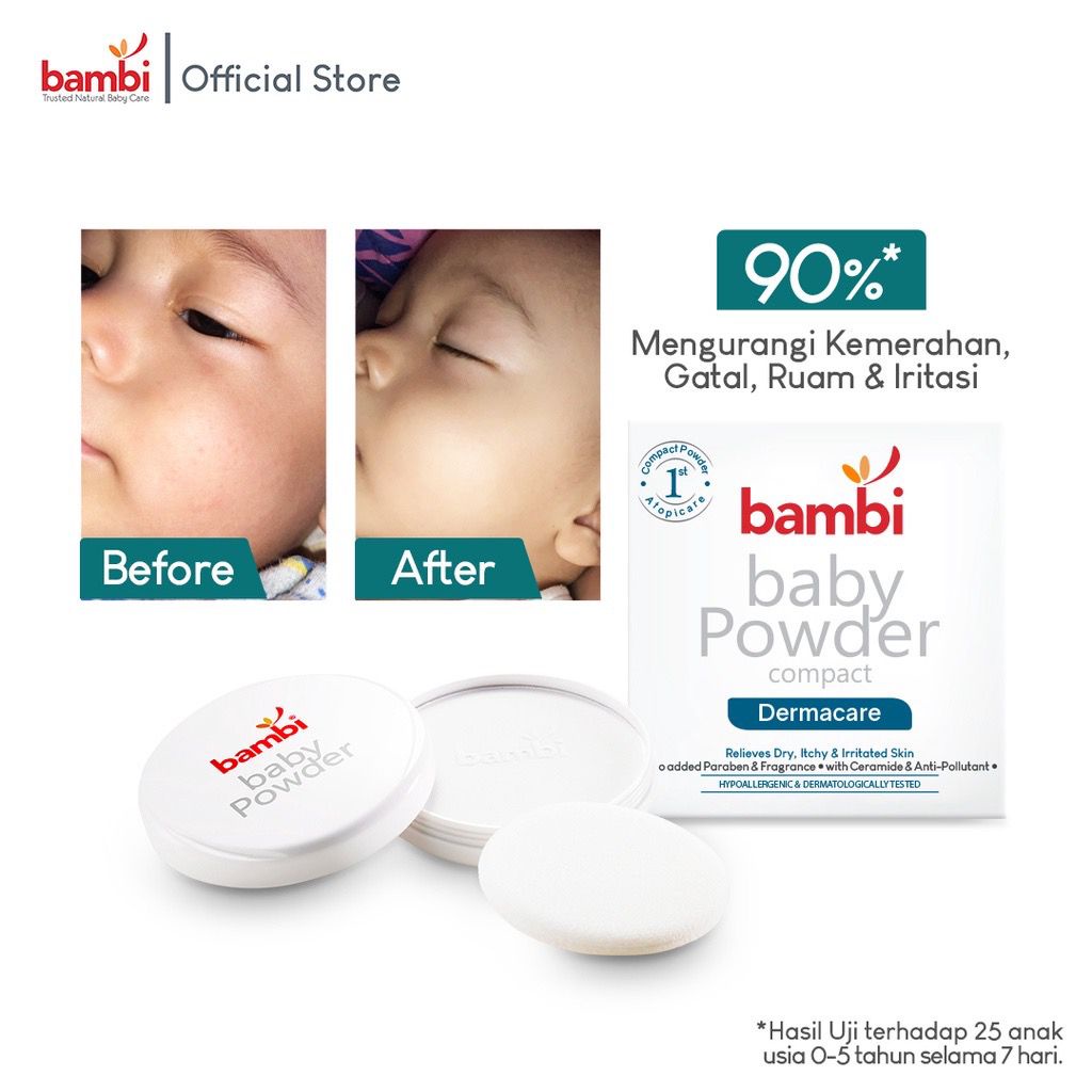 Bambi baby compact powder dermacare - bedak padat bayi khusus kulit atopic / ezcema