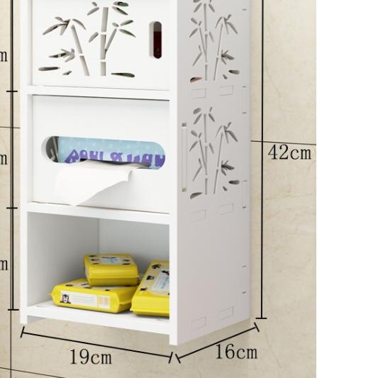 ֍ Alfaindo Rak Dinding Tempel Vintage Minimalis Kamar Mandi Serbaguna Tahan Air bahan Kayu WPC DW025