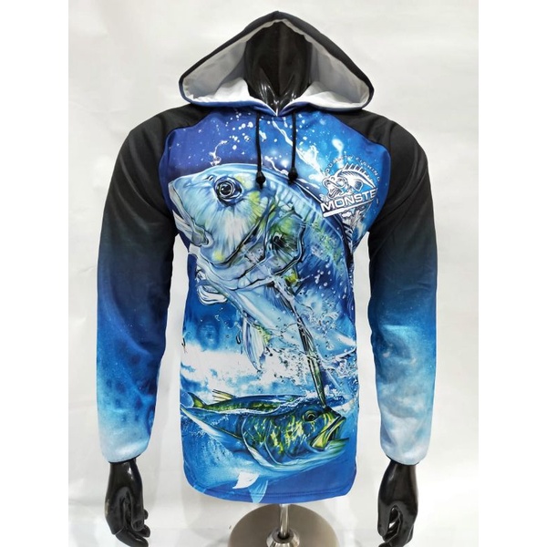 Jersey kaos mancing ikan lengan panjang kupluk