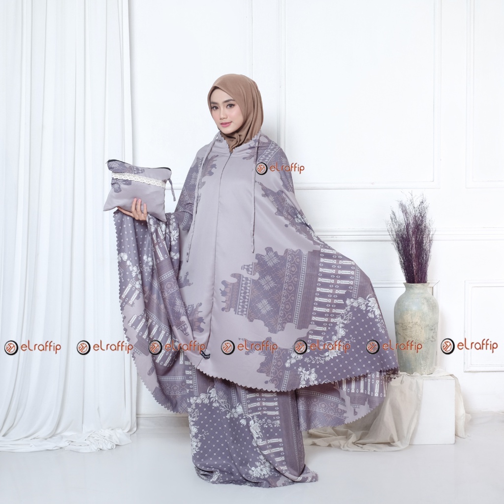 Elraffip-Mukena Dewasa 2 in 1 Satin Motif Premium Lasercut