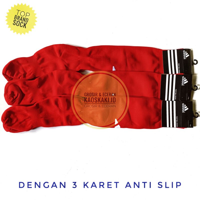 KAOS KAKI BOLA ADIDAS PANJANG NILON FUTSAL MERAH