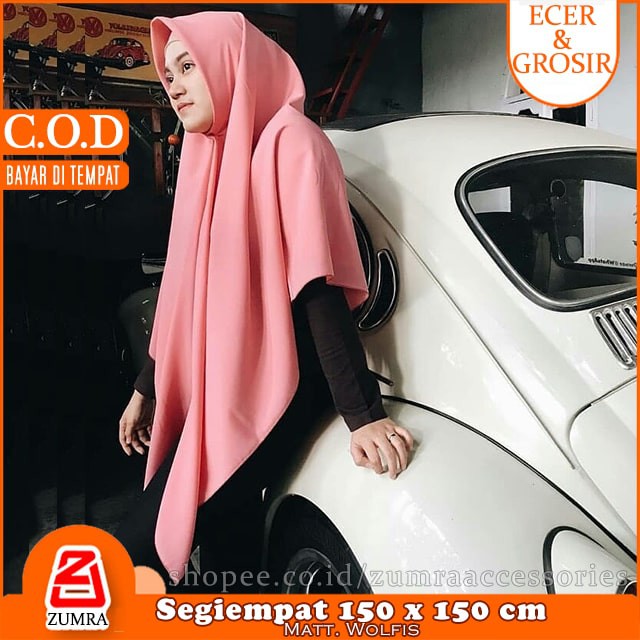 PROMO!!! Jilbab Syari Jumbo Segiempat Woolpeach Square Wolfis 150 x 150 cm by zumra