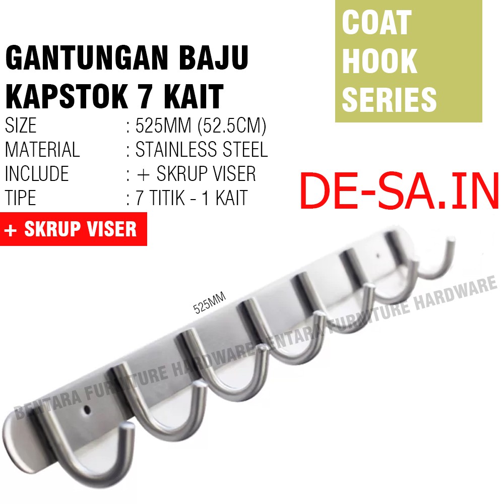 Kapstok 7 Hook Rack Rak Hook