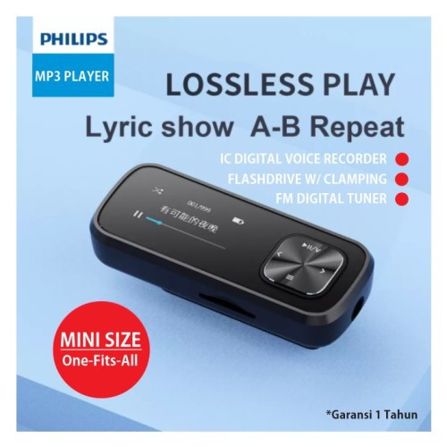 MP3 Player 32GB - IC Recorder - FM - OTG - Sports Clamp Philips SA1102