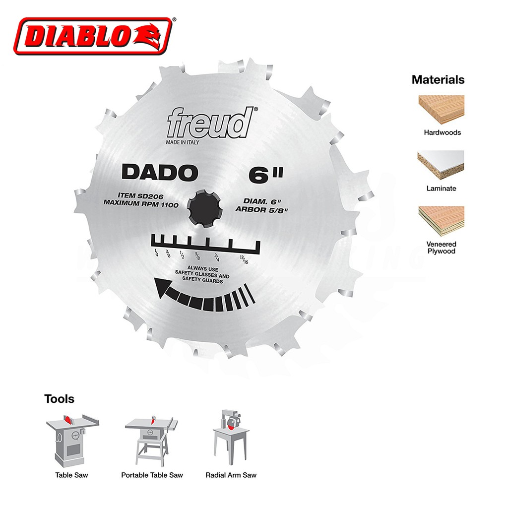 Freud Diablo 6 Professional Stacked Dado Set Shopee Indonesia