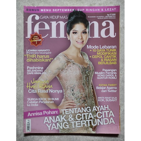 Majalah Femina No. 34 Tahun 2010 (Cover Anisa Pohan)