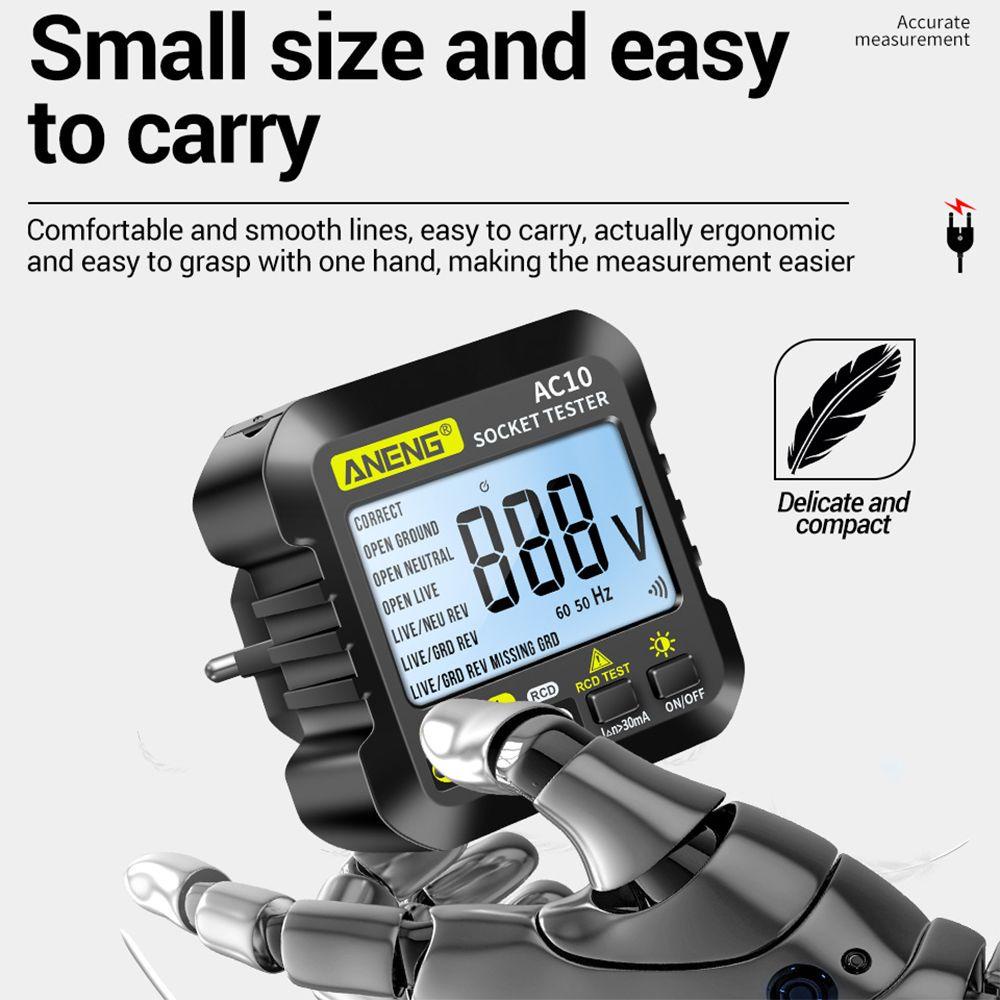 Solighter Digital Smart Socket Tester Multifungsi Arde Zero Line Polarity Phase Cek Tes Tegangan Steker As/UK/EU