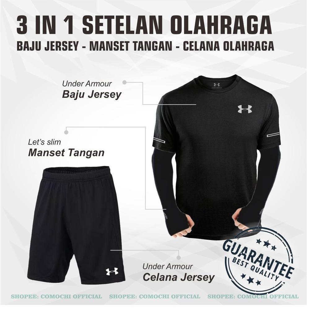 [3 in 1] SETELAN OLAHRAGA PRIA BAJU FUTSAL KAOS OLAHRAGA JERSEY PRIA CELANA PENDEK MANSET TANGAN