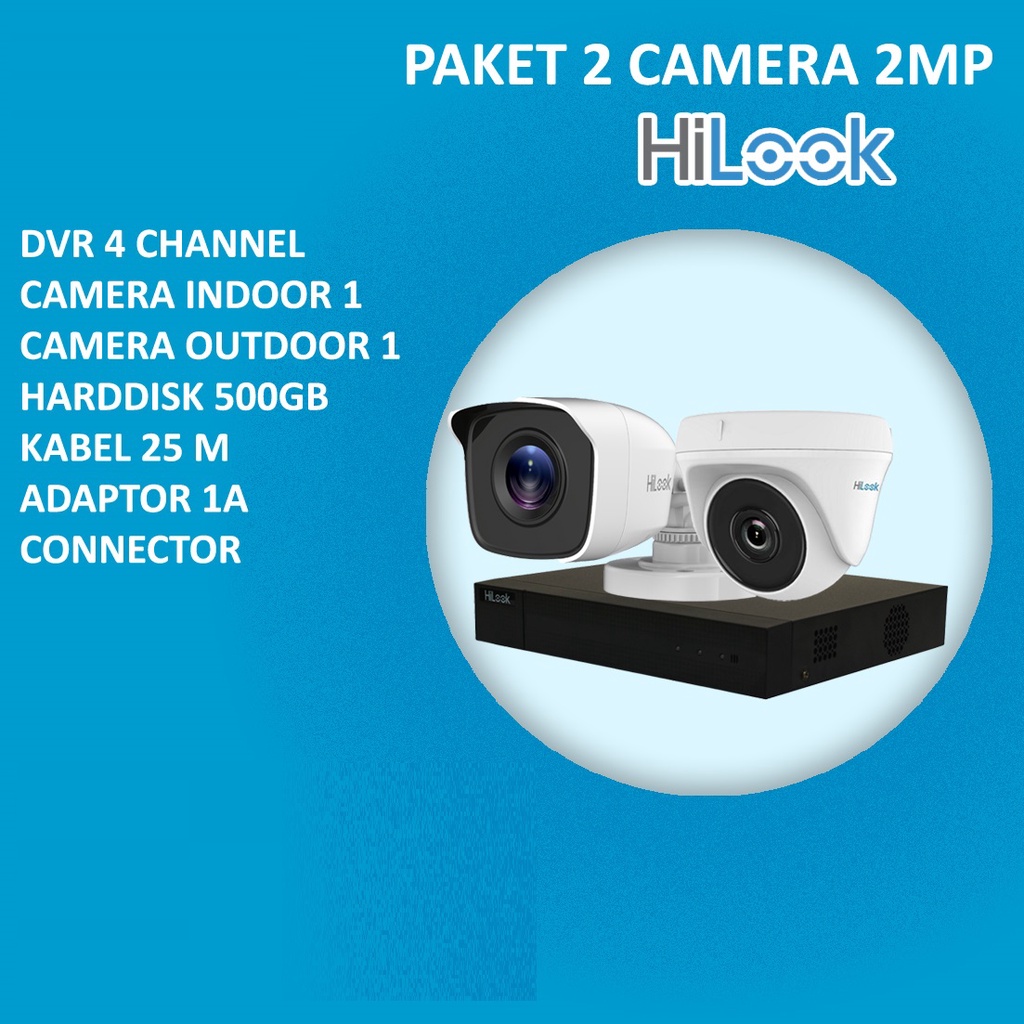 PAKET CCTV HILOOK by HIKVISION 2MP 2 KAMERA HDD 500GB SIAP PASANG